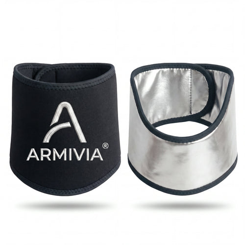 Fascia collo Armivia, neoprene nero con interno argentato