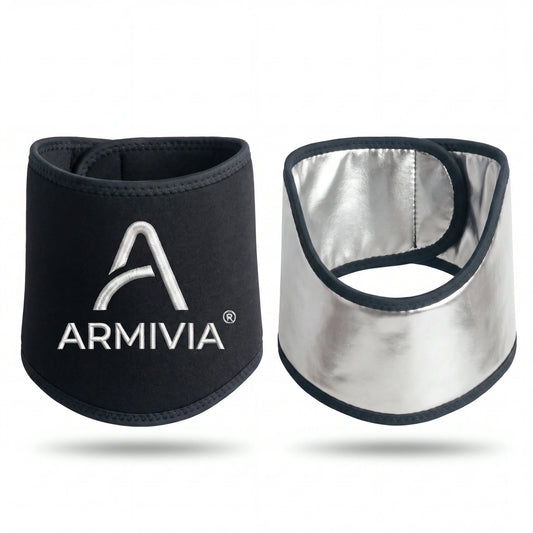 Fascia collo Armivia, neoprene nero con interno argentato